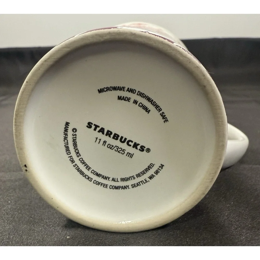 Starbucks Coffee Mug 11oz White Red Autumn Leaves Fall Seasonal VTG